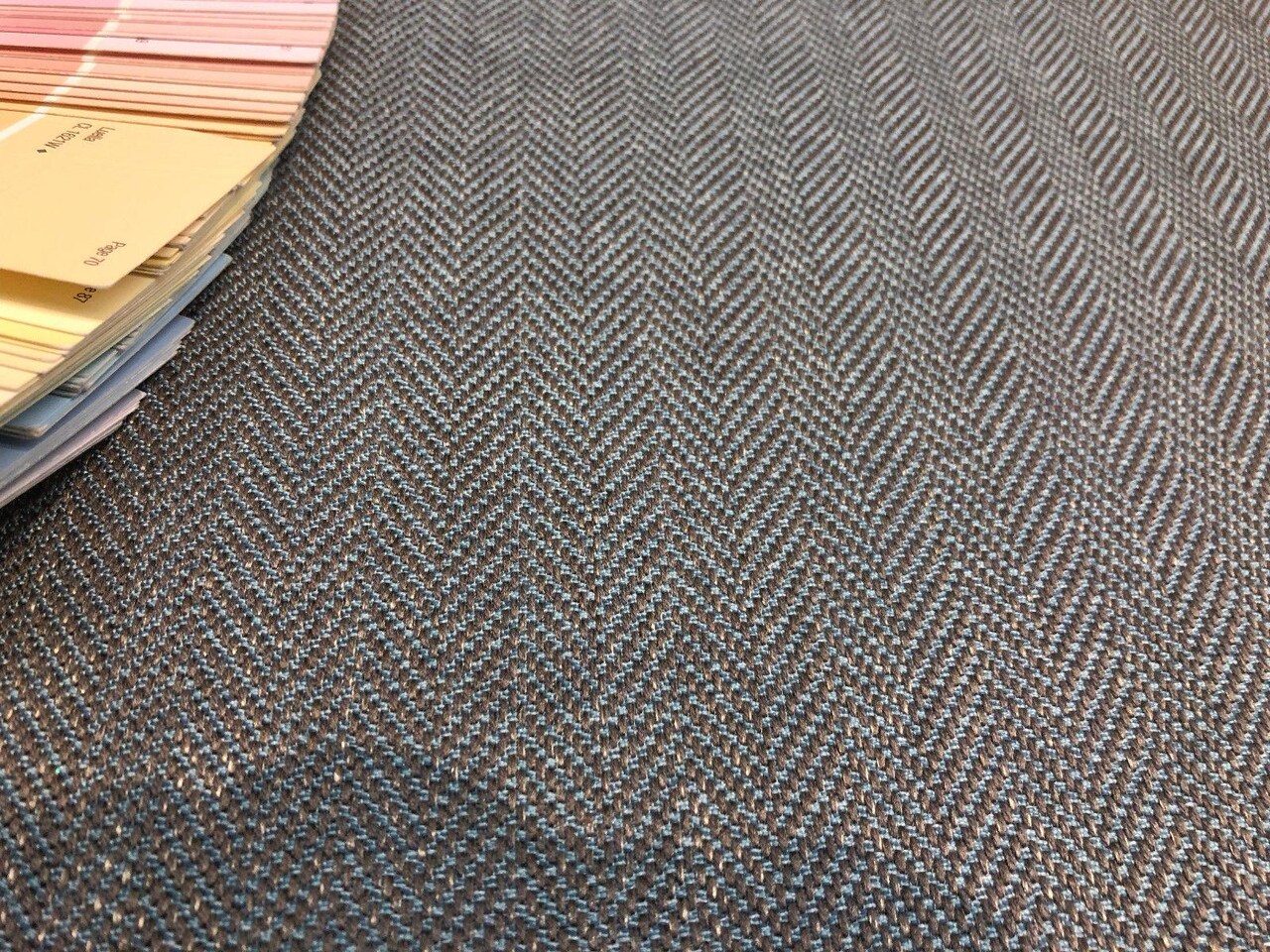 1 Yard Fabricut Micheal Aqua Blue Herringbone Upholstery Fabric 56 Inch Width 100% Polyester